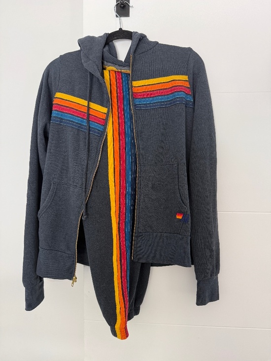 Aviator Nation Tops - Aviator Nation Grey 5 Strip Full Zip Hoodie with Matching Sweatpants S